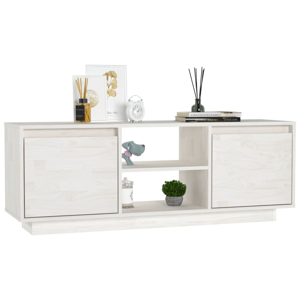 TV-skab Hvid 110x30x40 cm Massiv Fyr