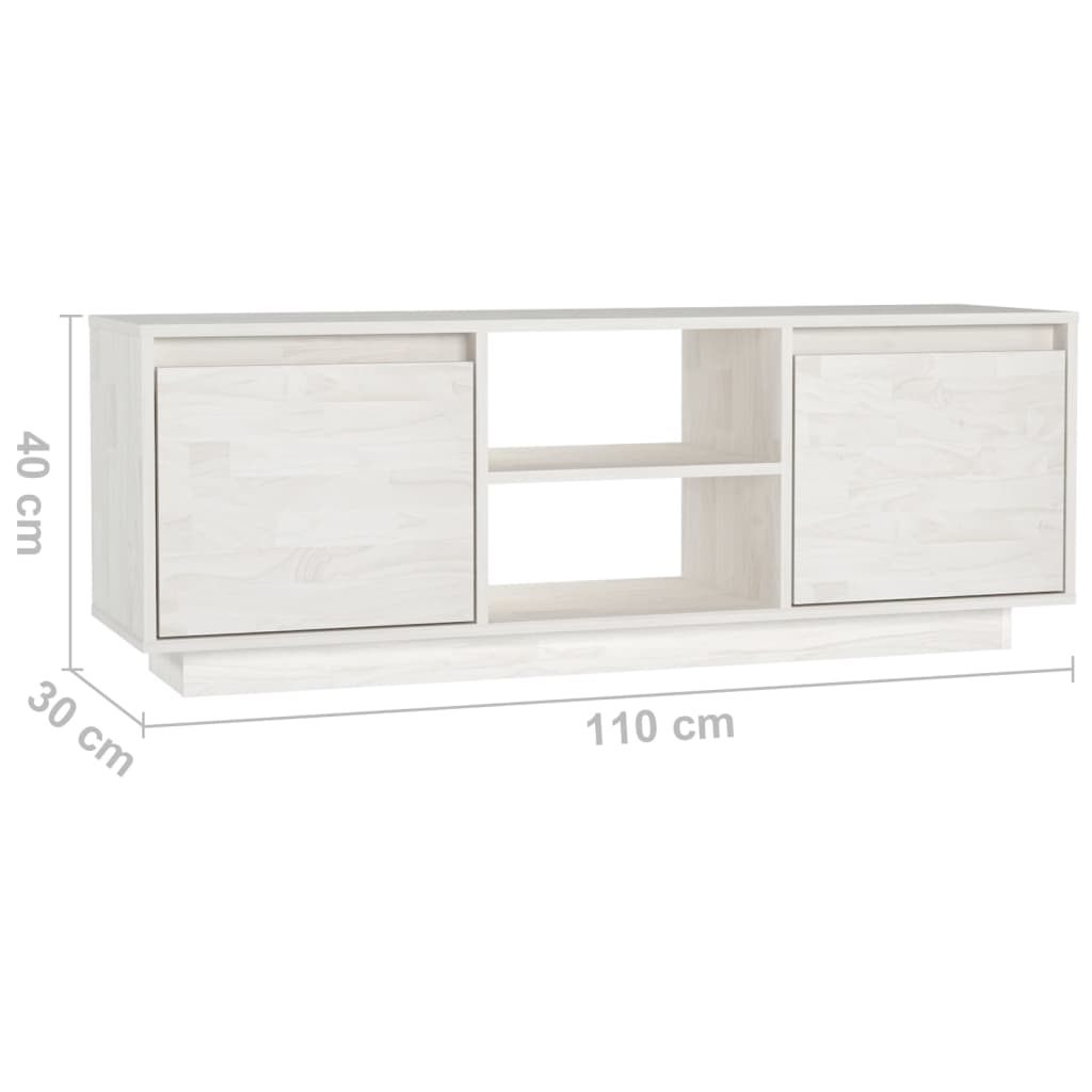 TV-skab Hvid 110x30x40 cm Massiv Fyr