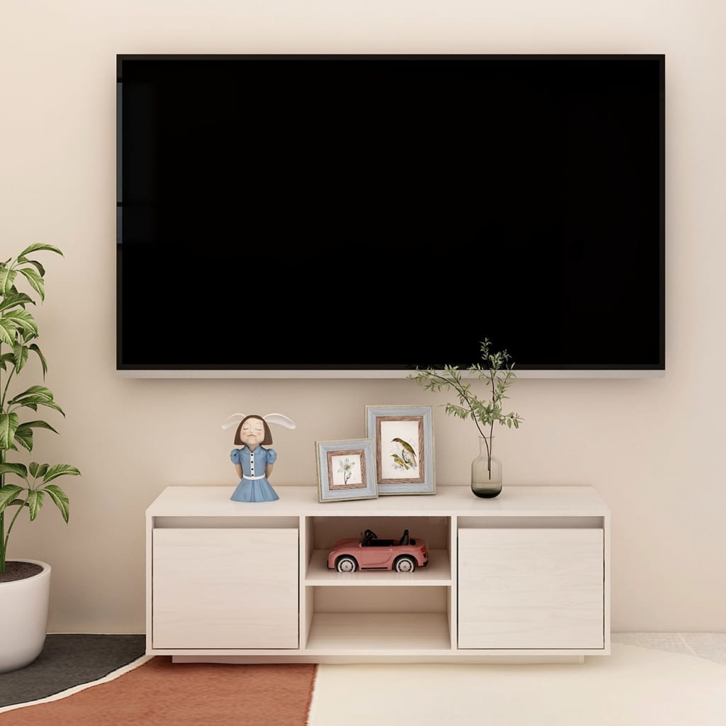 TV-skab Hvid 110x30x40 cm Massiv Fyr