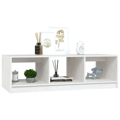 Couchtisch Weiß 110x50x34 cm Massivholz Kiefer