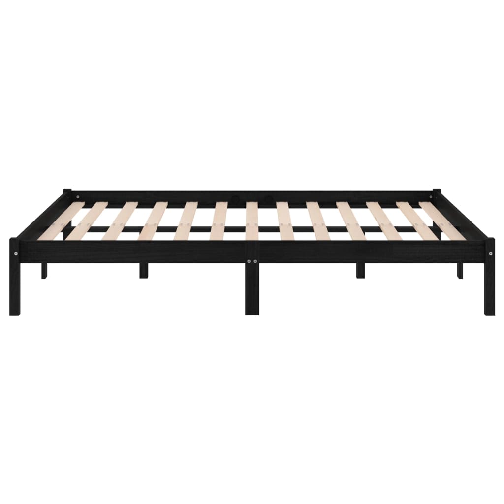 Massivholzbett Schwarz Kiefer 200x200 cm