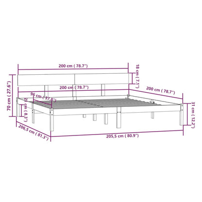 Massivholzbett Grau Kiefer 200x200 cm