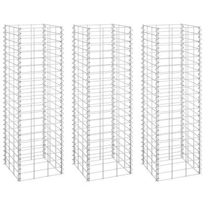 Gabionen-Hochbeete 3 Stk. 30x30x100 cm Eisen