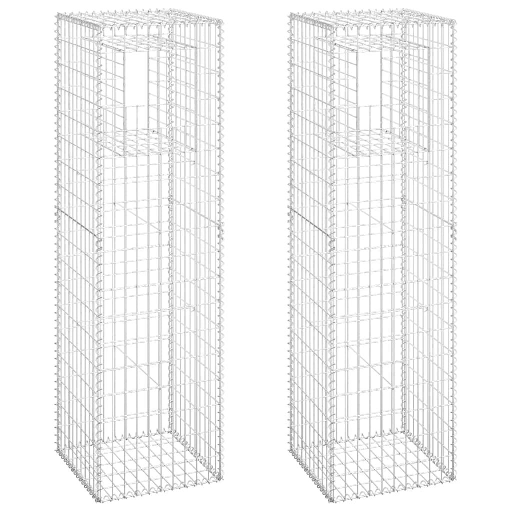 Gabionensäulen 2 Stk. 50x50x180 cm Eisen