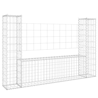 Gabionenkorb U-Form mit 2 Säulen Eisen 140x20x100 cm