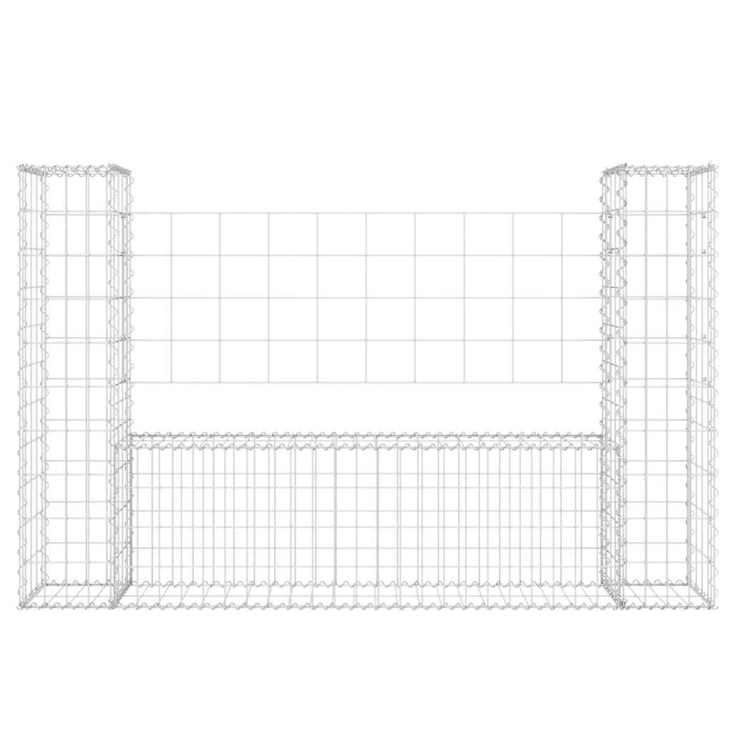 Gabionenkorb U-Form mit 2 Säulen Eisen 140x20x100 cm