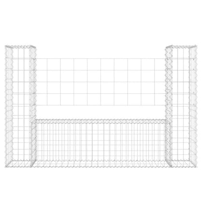 Gabionenkorb U-Form mit 2 Säulen Eisen 140x20x100 cm