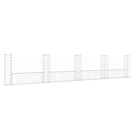 Gabionenkorb U-Form mit 5 Säulen Eisen 500x20x100 cm