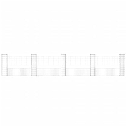 Gabionenkorb U-Form mit 5 Säulen Eisen 500x20x100 cm
