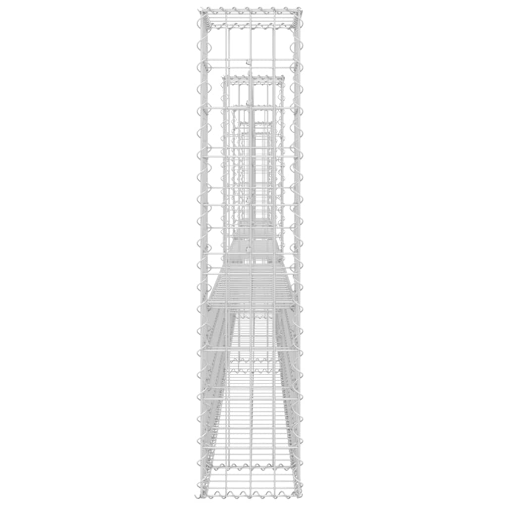 Gabionenkorb U-Form mit 5 Säulen Eisen 500x20x100 cm