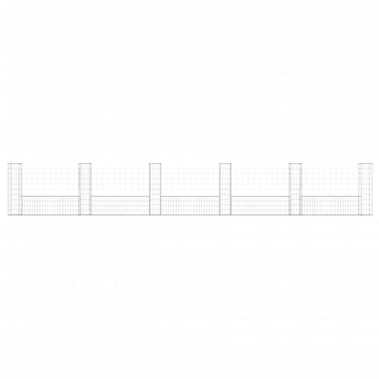 Gabionenkorb U-Form mit 6 Säulen Eisen 620x20x100 cm