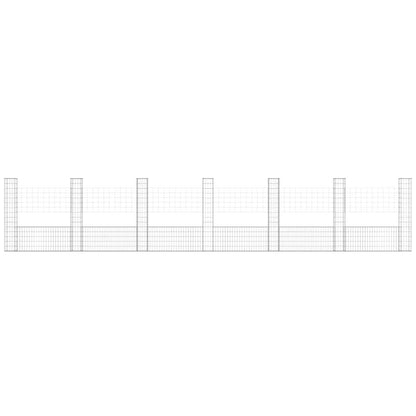 Gabionenkorb U-Form mit 7 Säulen Eisen 740x20x150 cm