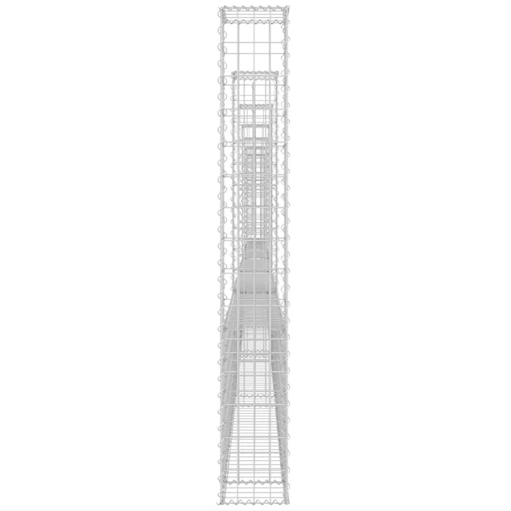 Gabionenkorb U-Form mit 7 Säulen Eisen 740x20x150 cm