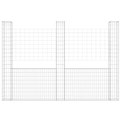 Gabionenkorb U-Form mit 3 Säulen Eisen 260x20x200 cm