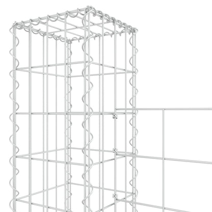 Gabionenkorb U-Form mit 4 Säulen Eisen 380x20x200 cm