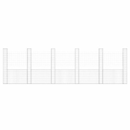 Gabionenkorb U-Form mit 6 Säulen Eisen 620x20x200 cm