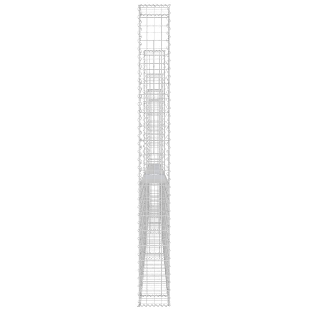 Gabionenkorb U-Form mit 6 Säulen Eisen 620x20x200 cm