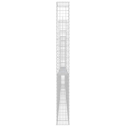 Gabionenkorb U-Form mit 6 Säulen Eisen 620x20x200 cm