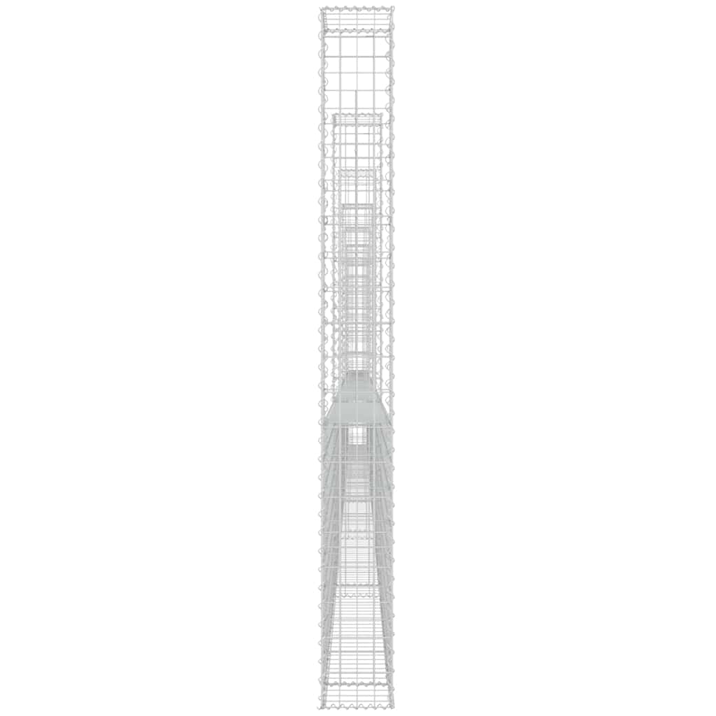 Gabionenkorb U-Form mit 7 Säulen Eisen 740x20x200 cm