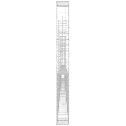 Gabionenkorb U-Form mit 7 Säulen Eisen 740x20x200 cm