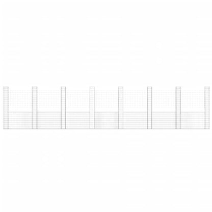 Gabionenkorb U-Form mit 8 Säulen Eisen 860x20x200 cm