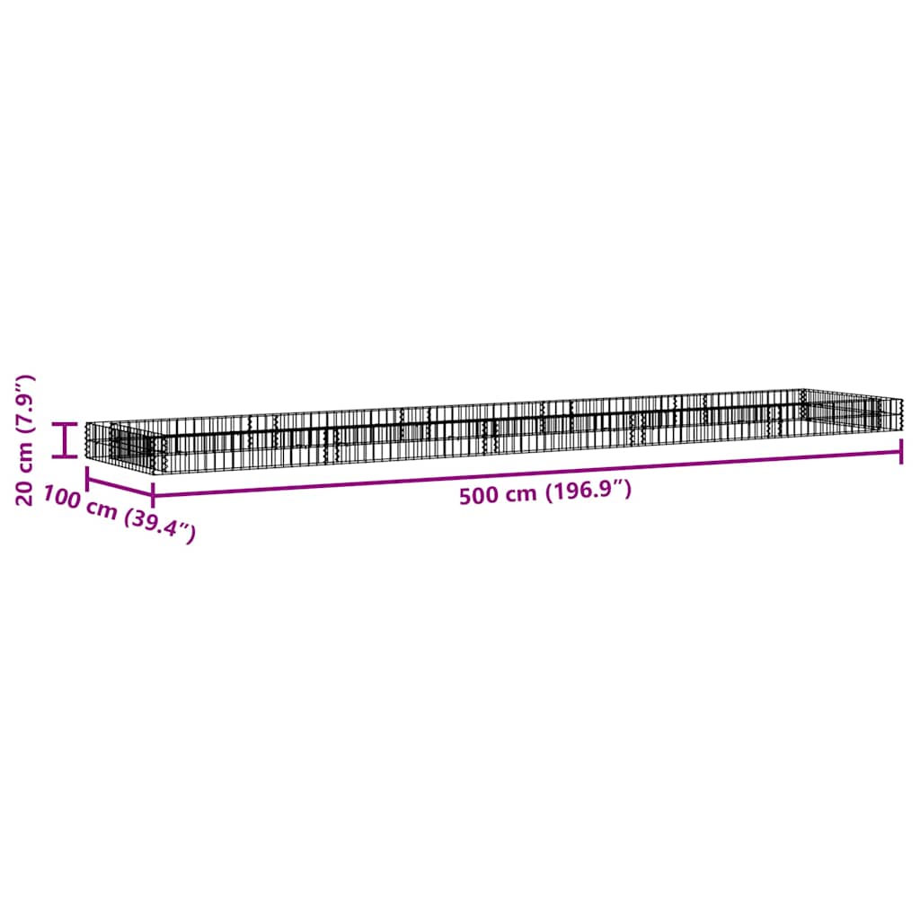 Gabionen-Hochbeet Verzinkter Stahl 500x100x20 cm