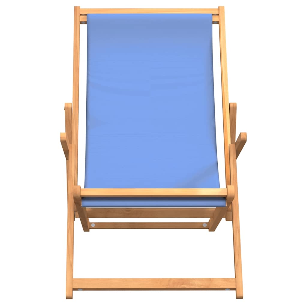 Strandstuhl Klappbar Massivholz Teak Blau