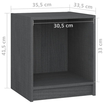 Nachttische 2 Stk. Grau 35,5x33,5x41,5 cm Massivholz Kiefer