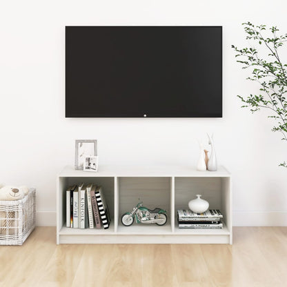 TV-skab Hvid 104x33x41 cm Massiv Fyr