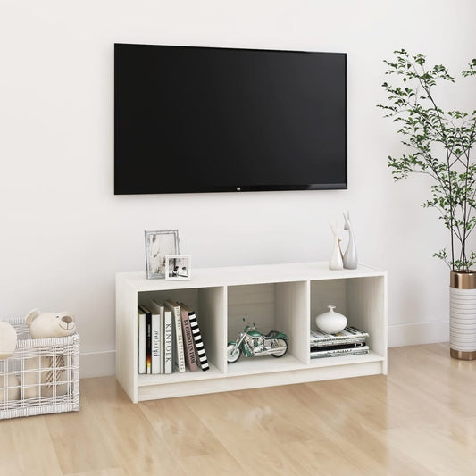 TV-skab Hvid 104x33x41 cm Massiv Fyr