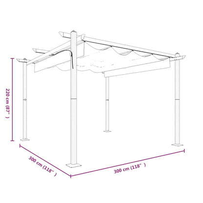 Pavillon mit Ausziehbarem Dach 3x3 m Creme