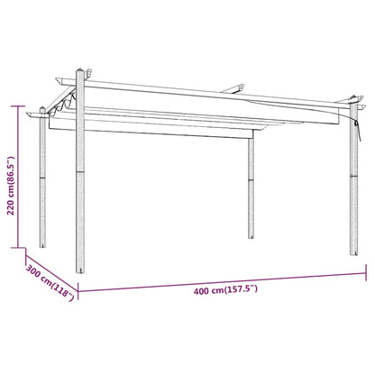 Pavillon mit Ausziehbarem Dach 4x3 m Anthrazit