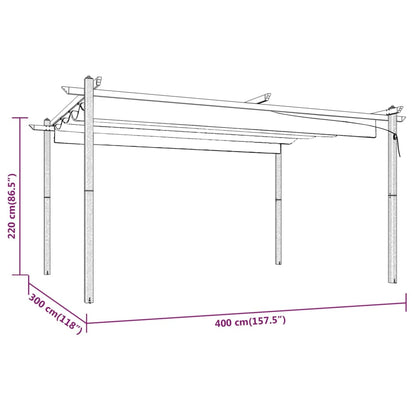 Pavillon mit Ausziehbarem Dach 4x3 m Taupe