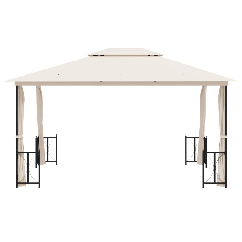 Pavillon mit Seitenwänden & Doppeldach 3x4 m Creme