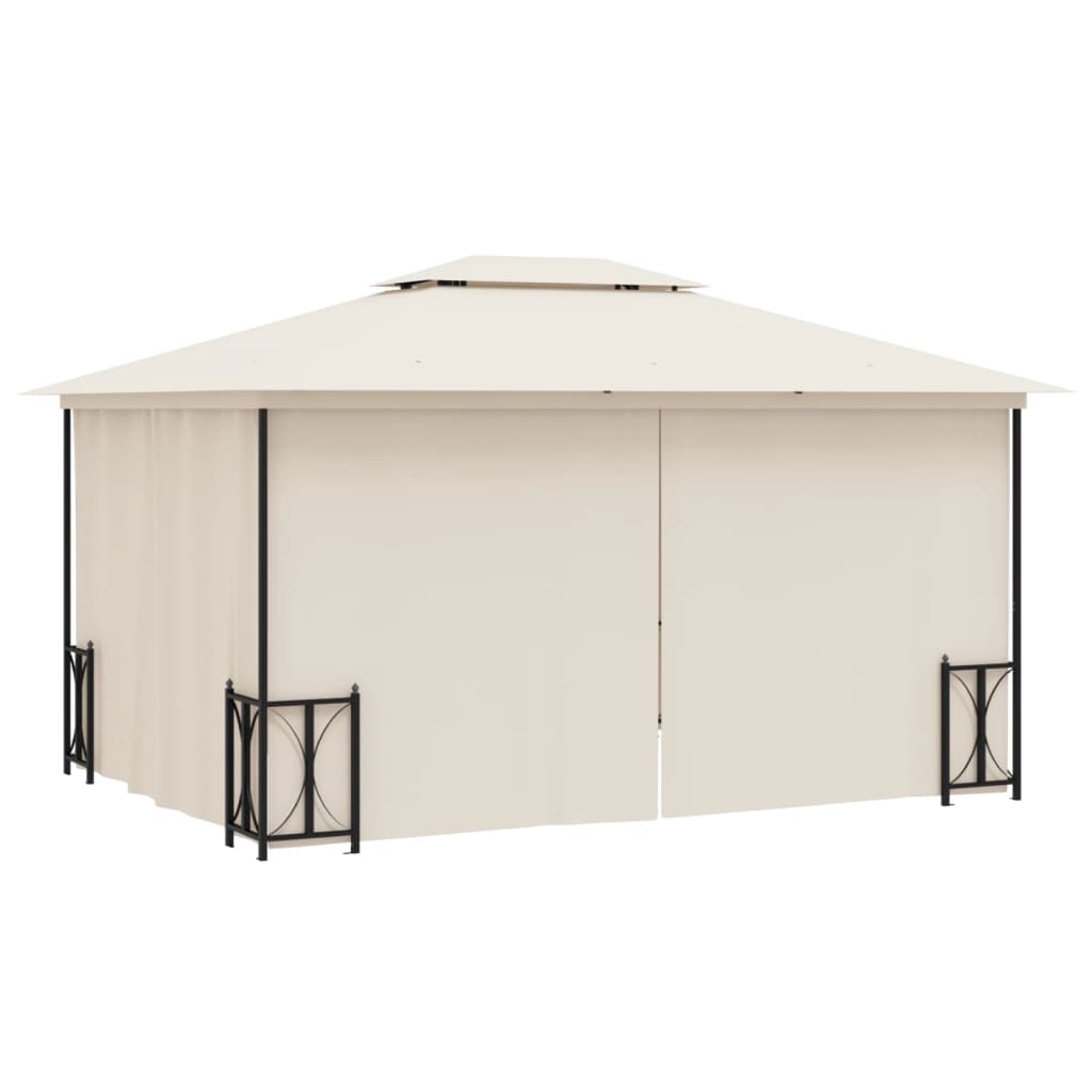 Pavillon mit Seitenwänden & Doppeldach 3x4 m Creme