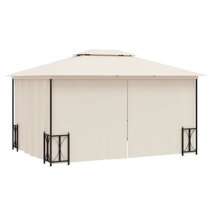Pavillon mit Seitenwänden & Doppeldach 3x4 m Creme