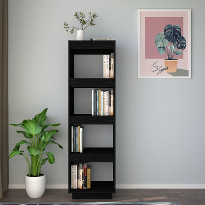 Bücherregal/Raumteiler Schwarz 40x35x135 cm Massivholz Kiefer
