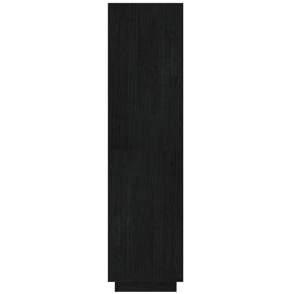 Bücherregal/Raumteiler Schwarz 40x35x135 cm Massivholz Kiefer