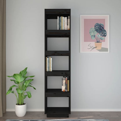Bücherregal/Raumteiler Schwarz 40x35x167 cm Massivholz Kiefer