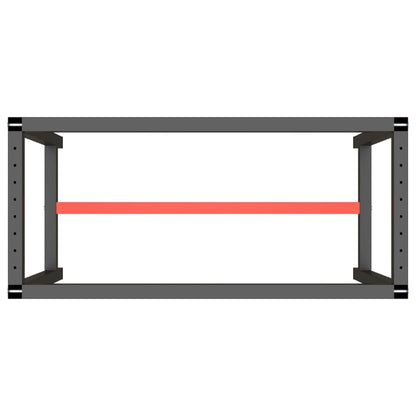 Werkbankgestell Mattschwarz und Mattrot 110x50x79 cm Metall