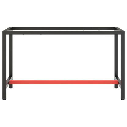 Werkbankgestell Mattschwarz und Mattrot 140x50x79 cm Metall