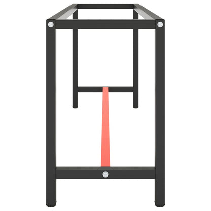 Werkbankgestell Mattschwarz und Mattrot 190x50x79 cm Metall