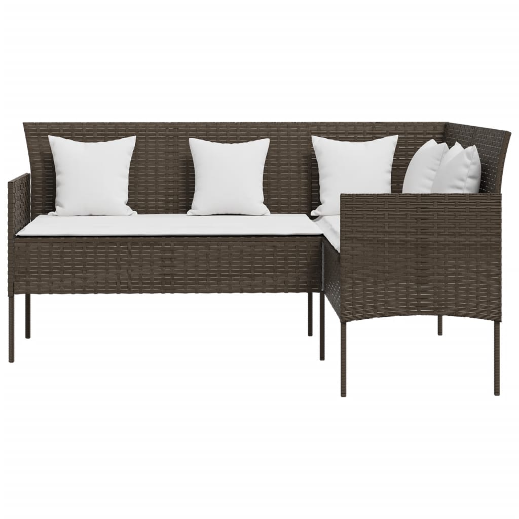 5-delt sæt L-formet sofasæt med hynder polyrattan brun