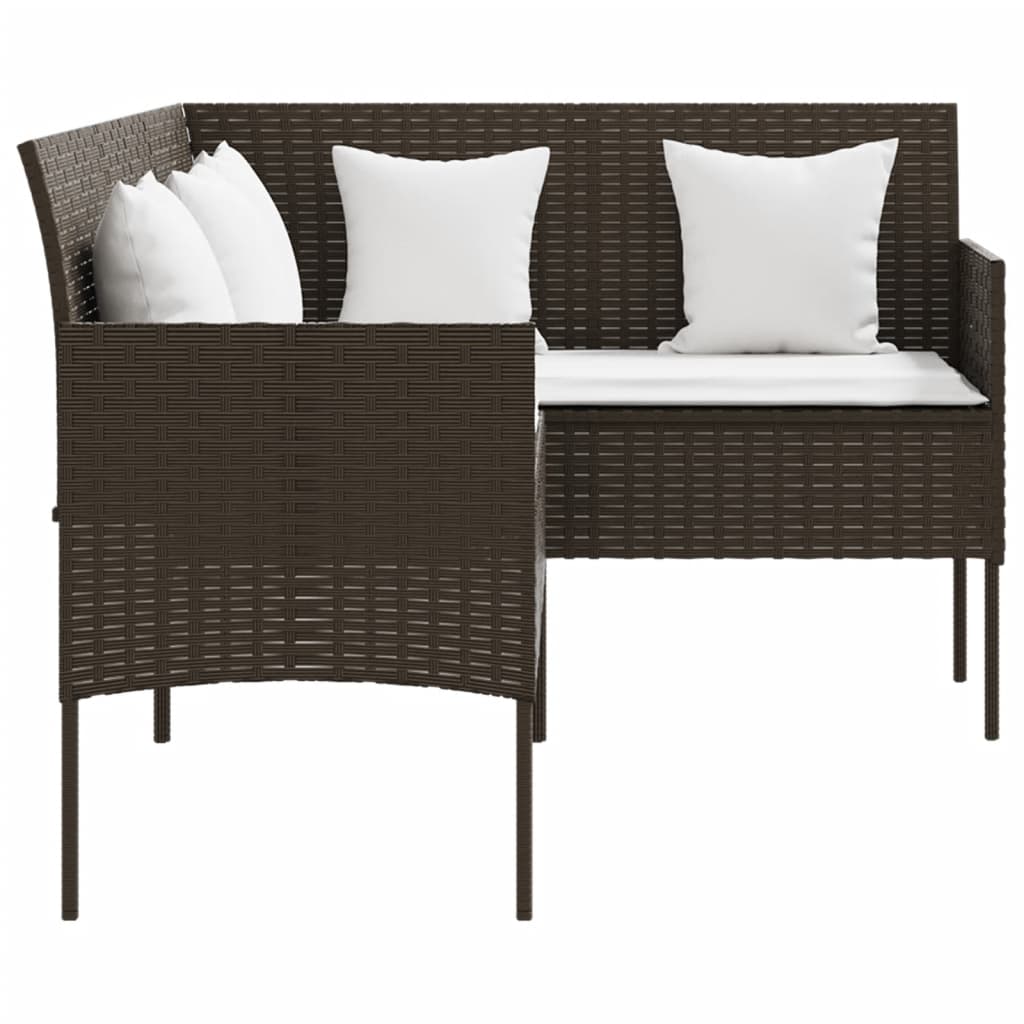 5-delt sæt L-formet sofasæt med hynder polyrattan brun
