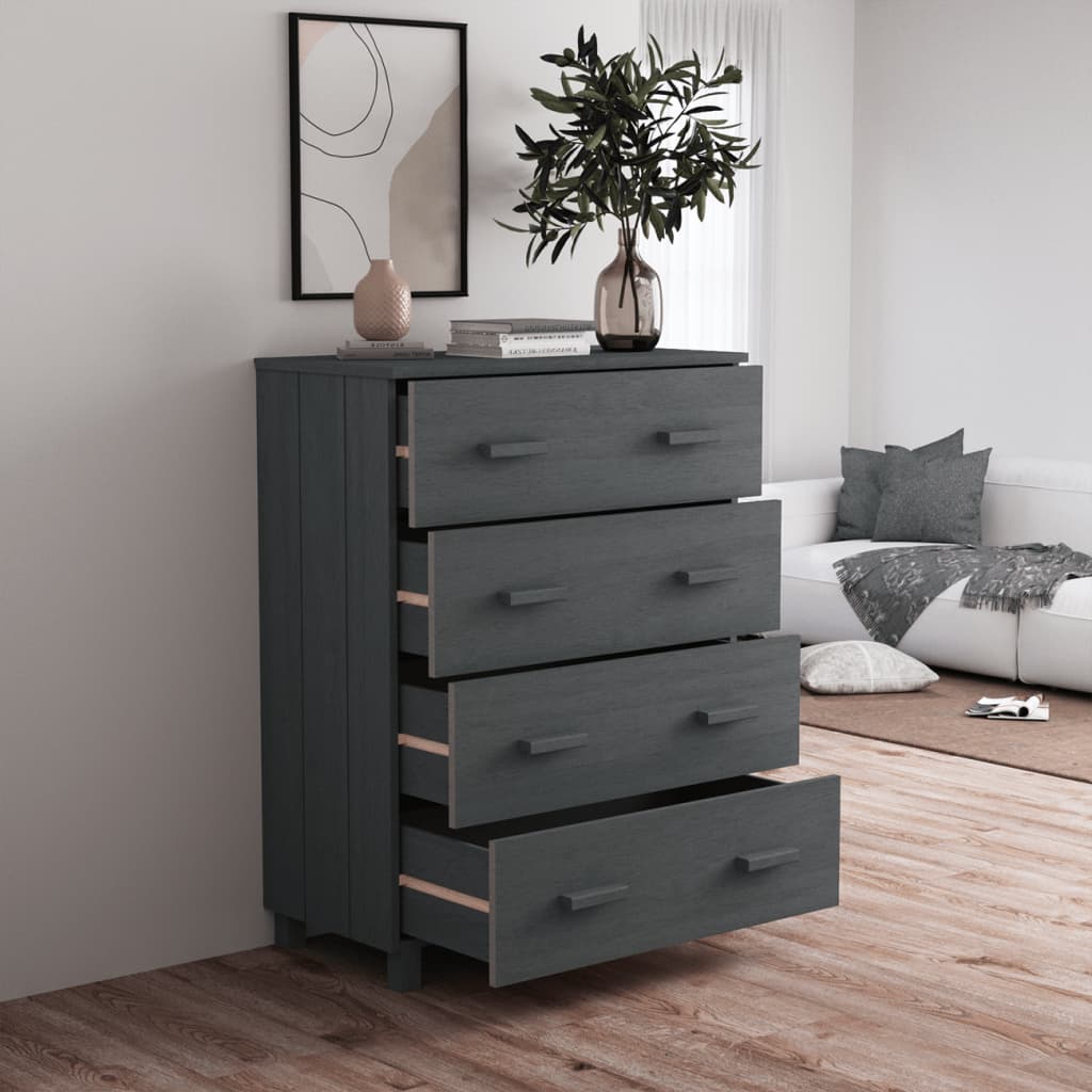 Skænk HAMAR Mørkegrå 79x40x103,5 cm Massiv Fyr