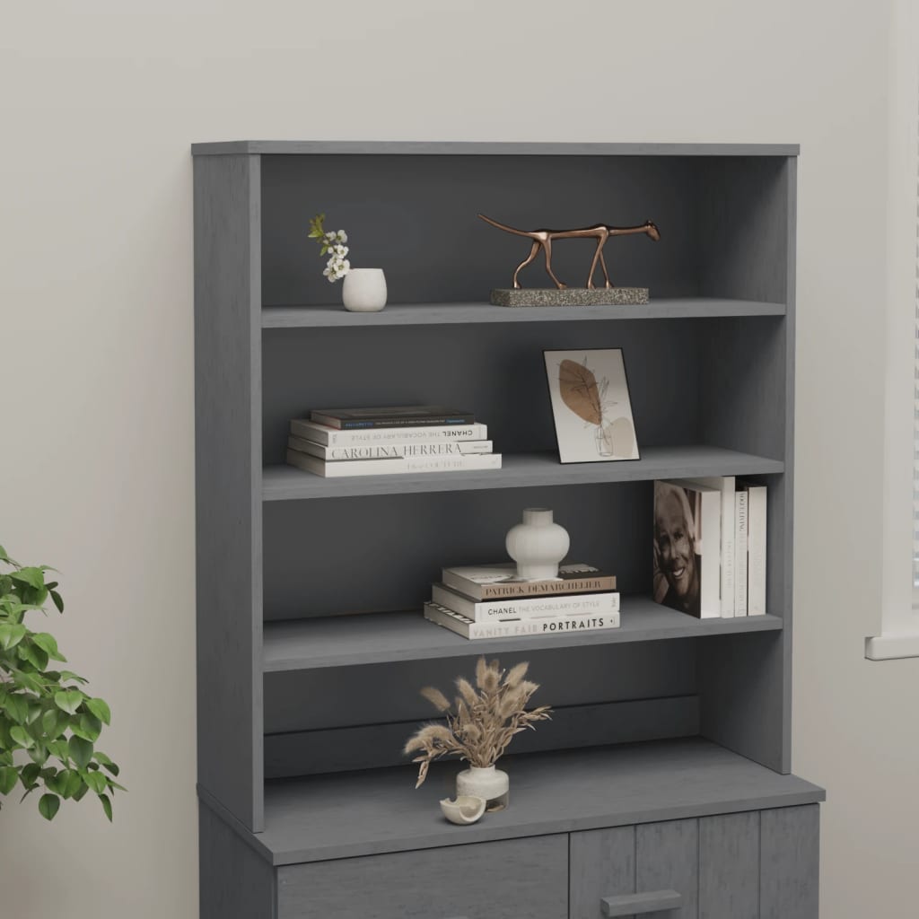 Highboard top HAMAR mørkegrå 90x30x100 cm massivt træ