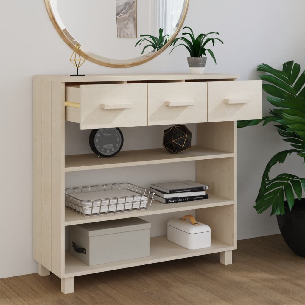 Konsolbord HAMAR honningbrun 90x35x90 cm massiv fyrretræ