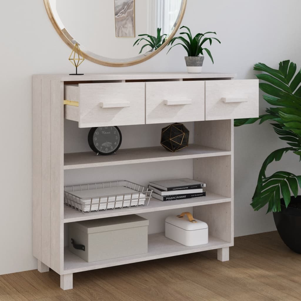Konsolbord HAMAR Hvid 90x35x90 cm massiv fyrretræ
