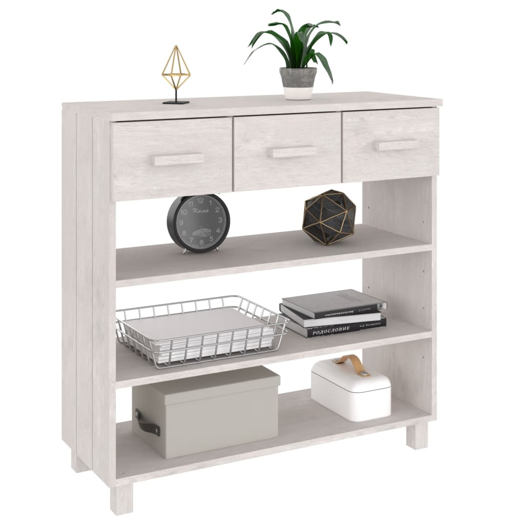Konsolbord HAMAR Hvid 90x35x90 cm massiv fyrretræ