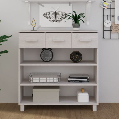 Konsolbord HAMAR Hvid 90x35x90 cm massiv fyrretræ